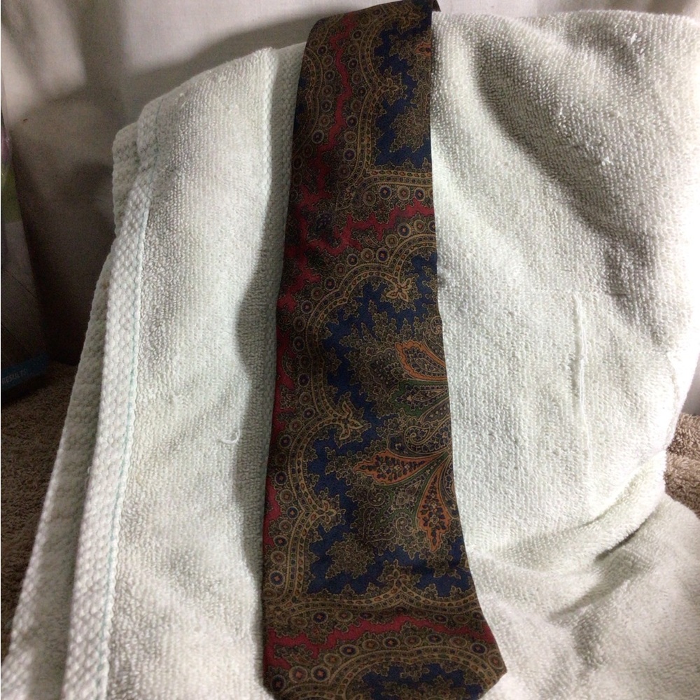 Coach Paisley Silk Tie in Brown, Navy and Red